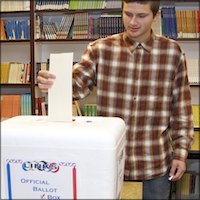 Student entering his ballot