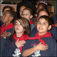 Students saying the Pledge of Allegiance