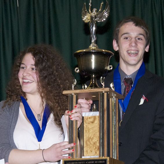Students with trophy