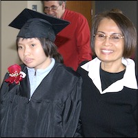 Student wearing graduation robe
