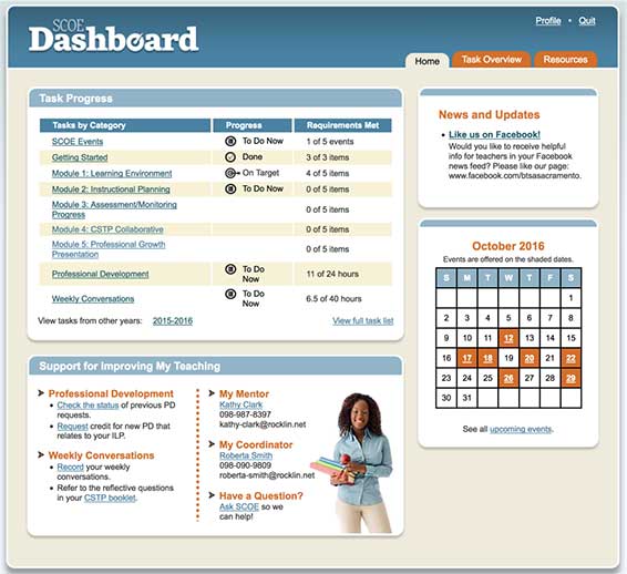 Screenshot showing SCOE Dashboard website