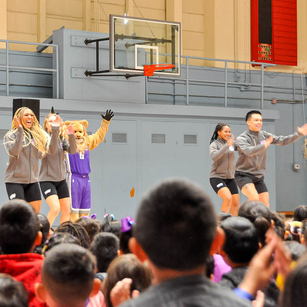 Sacramento Kings Dancers performing for students