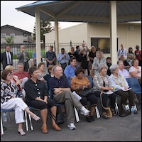 Audience seated outdoors