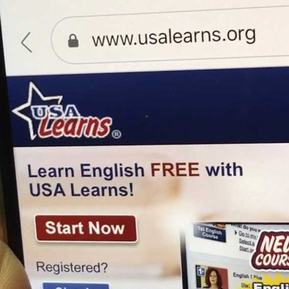 USA Learns website on iPhone