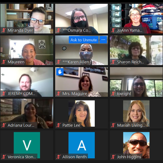 Grid of video conference participants