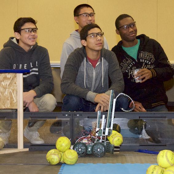 Students with robots