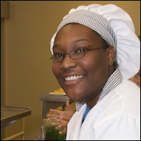 Student wearing chef hat