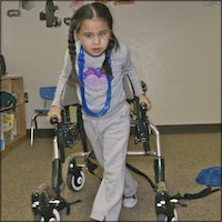 Student using assistive device