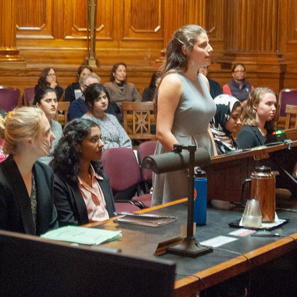 Students in a courtroom