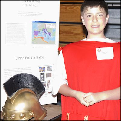 Student with Third Punic War display