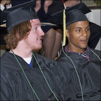 Graduates wearing caps and gowns